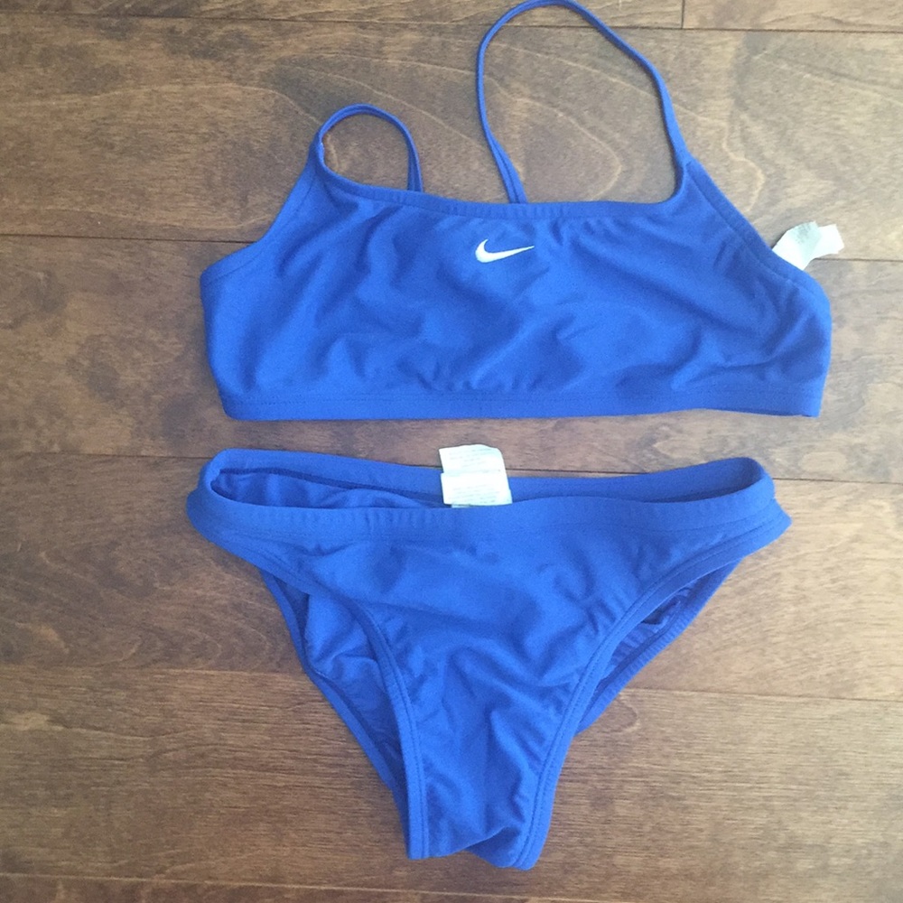 Blue two piece Nike swim suit